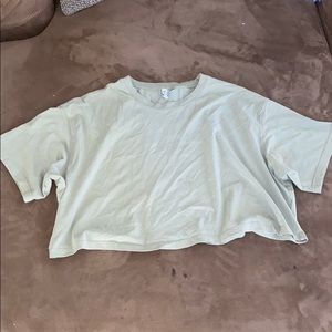 Olive green baggy short sleeve crop top